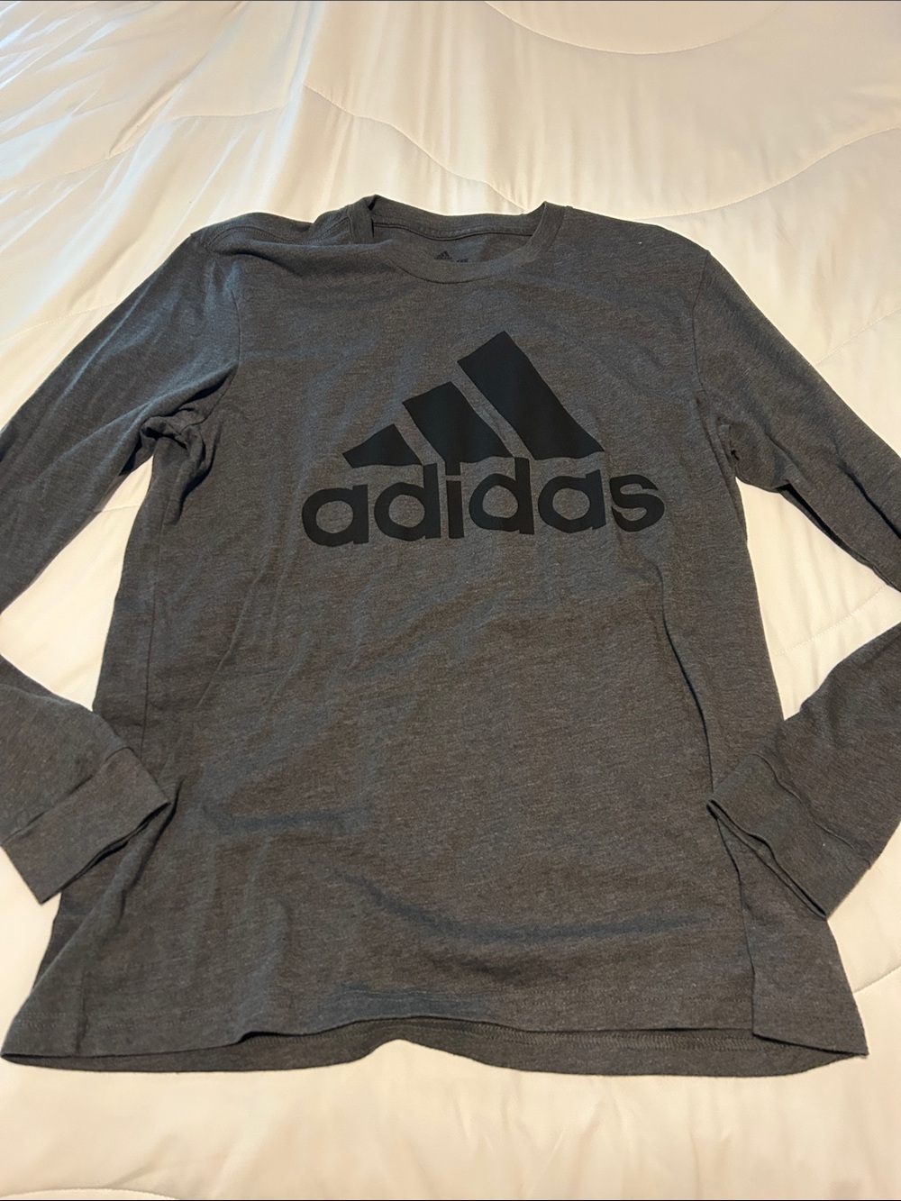 adidas Gray Long Sleeve Logo Tee. Size medium.